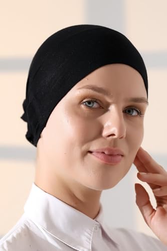 ihvan online, Hijab Cap, Beanie Undercap Scarf, Turban Head Wraps for Women, Hair Wrap, Muslim Under Scarf Hijab Cap - color: Black