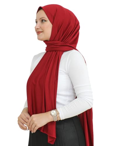 Prien Hijab for Women Viscose Scarf Lightweight Muslim Hijabs Long Shawl Islamic Scarves Turkey Silk Headscarf for Womens - color: Burgundy