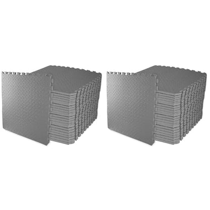 BalanceFrom 2-Pack 24-Count 24x24x0.75 Inch EVA Interlocking Foam Exercise Tile Mat, Gray – Non-Slip Puzzle Flooring for Home Gym, Fitness Studio, or Playroom