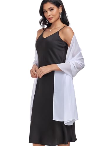 Shawls and Wraps Soft Chiffon Scarve Scarf For Evening Party Dresses Wedding Stole - color: White1