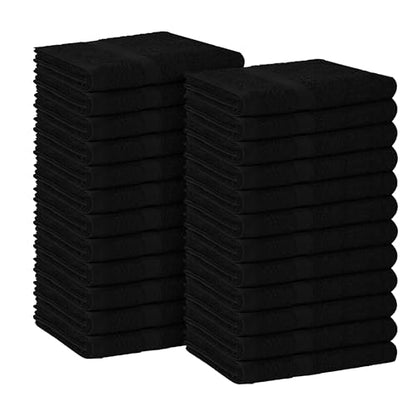 Avalon Towels Salon Towel - Black Hand Towels Bulk Pack of 24 - 100% Cotton Absorbent Spa, Facial & Gym Towel for Working Out - 16x27 Inches (Not Bleach Proof) - color: Black