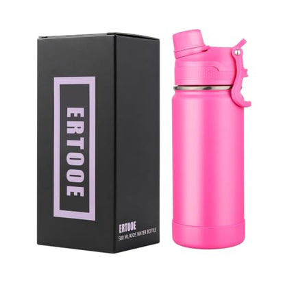 Kids Water Bottle for School Boys Girls，16 oz Water Bottle with 2-in-1 Lid 304 Stainless Steel Insulated Bottle - color: Raspberry Vibes 480
