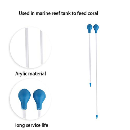 Aquarium Feeder, 2Pcs Long Acrylic Pipette Dropper Tube with Waste Remover Tool for Reef Anemones, Brine Shrimp Feeding, Fish Tank Maintenance Tools for Saltwater Aquariums