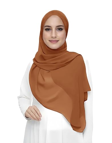 Premium Chiffon Hijab Head Scarf Shawl Wrap for Muslim Women Lightweight - color: Copper