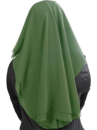MyBatua 3 Layers Saudi Niqab In Breathable Georgette, Wholesale Price, 1pc Face Veil NQ-003 - color: Olive Green