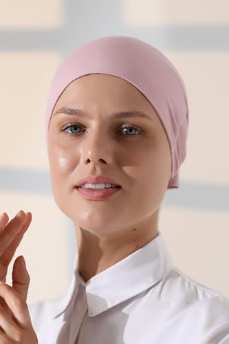 ihvan online, Hijab Cap, Beanie Undercap Scarf, Turban Head Wraps for Women, Hair Wrap, Muslim Under Scarf Hijab Cap - color: Pink