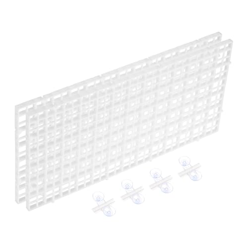 uxcell 2Pcs Aquarium Fish Tank Divider, 12x6 Inch Plastic Egg Crate Light Diffuser Grid Filter Bottom Partition Separator with Sucker Clips and Suction Cups for Aquarium, White - color: White, size: 12x6 Inch