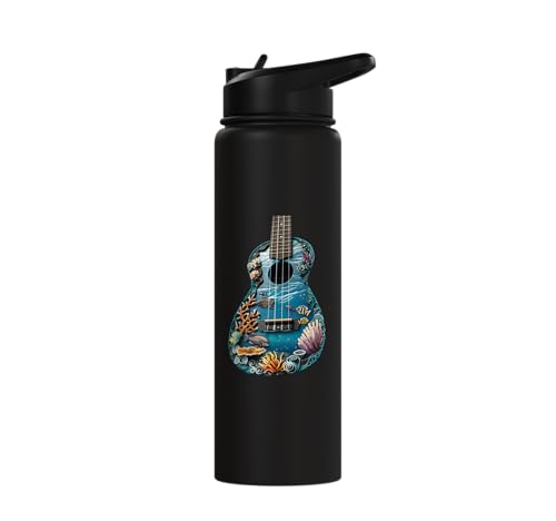 Ukulele Water Stainless Steel Insulated Water Bottle - color: Black