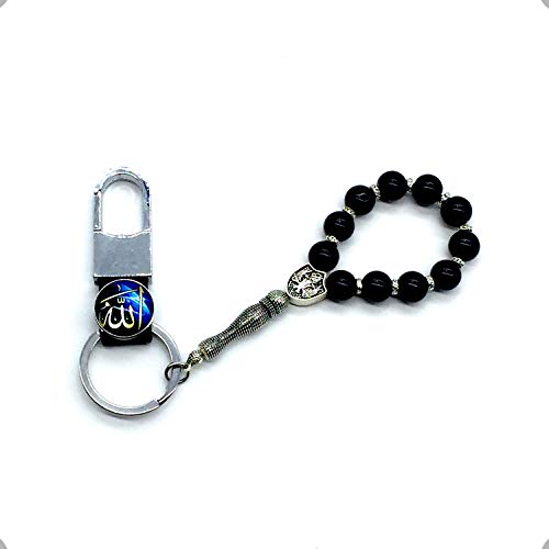 Keychain & Rosary Collection -Car Key Chain-Handbags Holder - color: Leather Keychain 10 Mm-black Beads