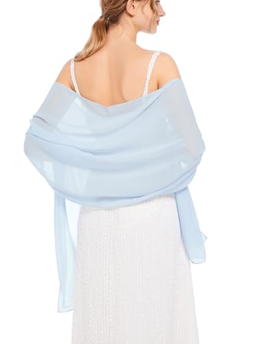 Shawls and Wraps Soft Chiffon Scarve Scarf For Evening Party Dresses Wedding Stole - color: Light Blue1