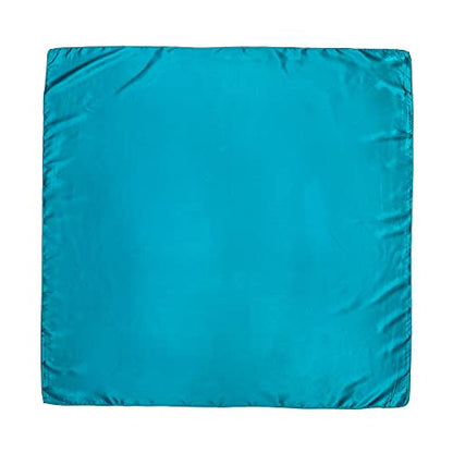 AWAYTR 35” Large Satin Square Head Scarf - 2Pcs Silk Like Floral Head Scarves Square Satin Hair Scarf Bandanas for Women - color: Blue/Pale Blue