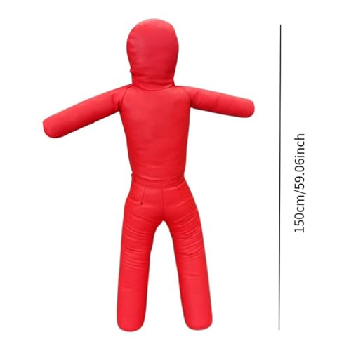Grappling Dummy Professional Unfilled Jiu Grappling Dummy Multiuse Martial Arts Training Dummy PU Leather Wrestling Boxing Human Shape Suitable - color: Red