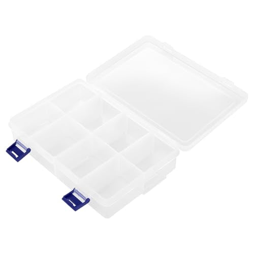 12 PCS 8 Grids Plastic Compartment Organizer Box,Clear Jewelry Storage Box Container with Adjustable Dividers for Jewelry, Beads, Fishing Hooks, Buttons