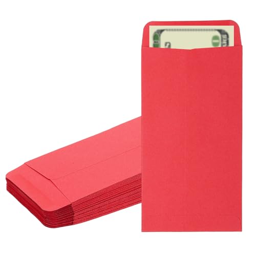 PATIKIL Money Envelope, 50 Pack 6.5" x 3.5" Cash Envelopes Money Holder Bags Budgeting Saving Challenge Letter for Gift Coins Checks Tickets Jewelry Passport Card, Red - color: Red, size: 6.5" x 3.5"