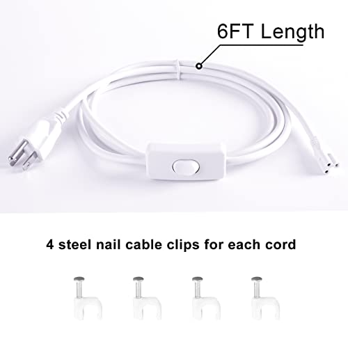 TRLIFE T5 T8 Power Cord, 6FT Long LED Light Cord with On/Off Switch, LED Wire Connector Power Cord with US Plug for T5 T8 Integrated Tube Light Fixtures (4 Pack)