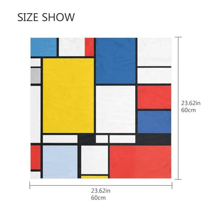 Bolaz Women's Square Silk Hair Scarves and Wraps Headscarf Abstract Head Neck Scarf Bandana 24inch - color: Abstract Geometrical Red Yellow
