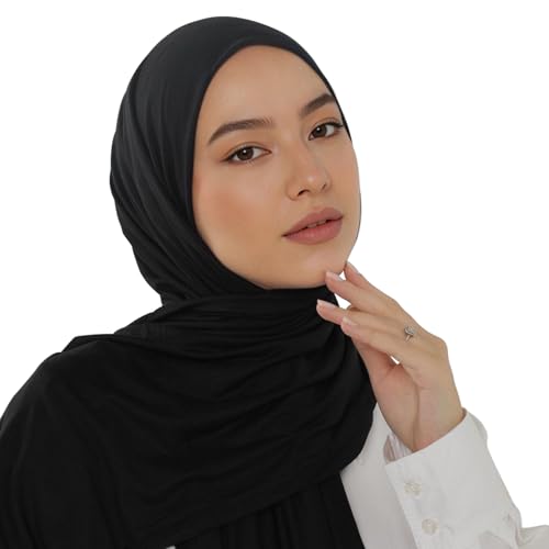 Modal silk scarf for Women Long Scarf for African Hair Wraps Stretch Head Wrap Scarves Fashion Long Scarf Shawls - color: Black-soft Cotton Muslim, size: 27x67inch