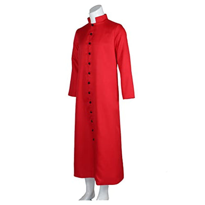 Men's Cassock Robe Church Robe Choir Minister Clergy Pulpit Liturgical 5 colors - color: Red, size: Small