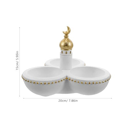 Ciieeo Eid Mubarak Candy Plate: Ramadan Serving Tray Muslim Islamic Dessert Trays Pastry Food Storage Container Display Holder for Party