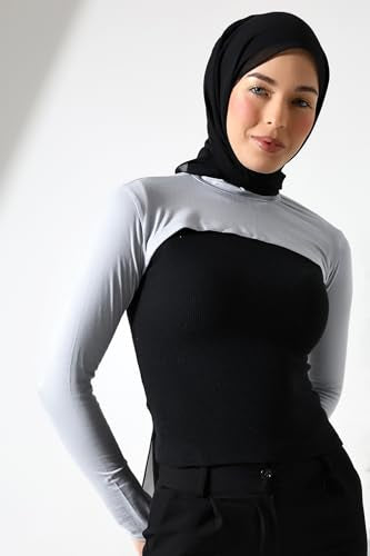 ihvan online, Women's Hijab Muslim Prayer Sleeve, Sleeves to Cover Arms for Women, Soft Stretchy Modest Hijab Arm Sleeves - color: Grey Neck