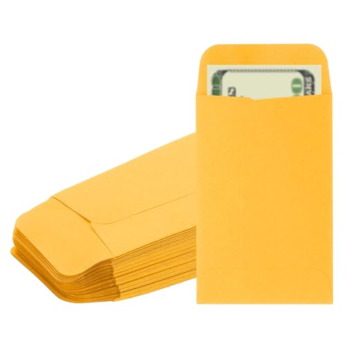 PATIKIL Money Envelope, 50 Pack 3.5" x 2.2" Cash Envelopes Money Holder Bags Budgeting Saving Challenge Letter for Gift Coins Checks Tickets Jewelry Passport Card, Deep Yellow - color: Deep Yellow, size: 3.5" x 2.2"