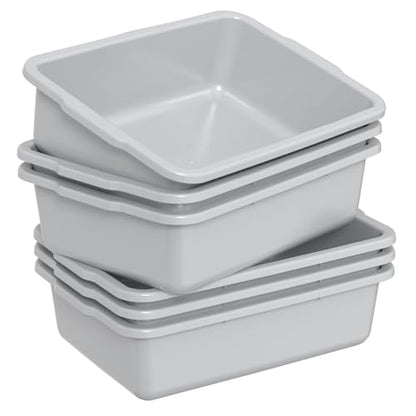 24 L Commercial Bus Tub, Plastic Bus Tubs, 6 Packs, Light Gray | Dish Tubs Restaurant, Food Service Bus Box - size: 24 L