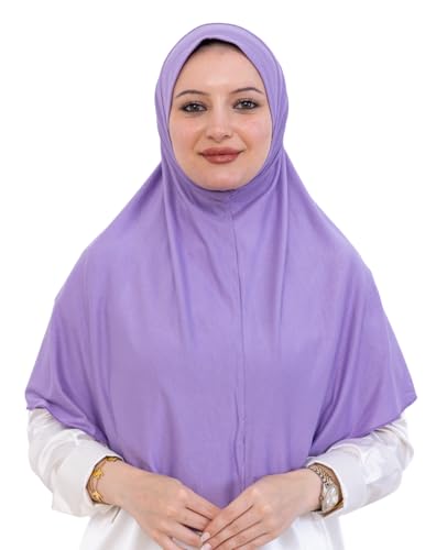 Prien Ready Hijab For Women, One Piece Muslim Instant Turban, Easy To Wear Long Head Scarf, Turkish Islamic Clothes For Abaya - color: Lilac