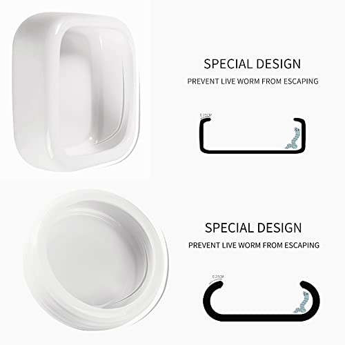 Reptile Food Bowls Ceramic Round Reptile Water Food Dish, Pet Food Bowl for Lizards, Small Snakes, Young Bearded Dragons, Gecko Tortoise Spider (White, Medium-1Pack)