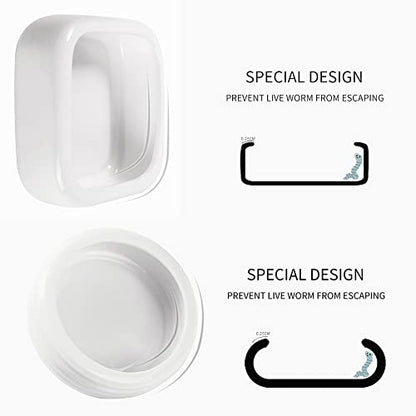 Reptile Food Bowls Ceramic Round Reptile Water Food Dish, Pet Food Bowl for Lizards, Small Snakes, Young Bearded Dragons, Gecko Tortoise Spider (White, Medium-1Pack)