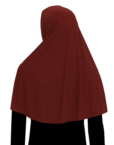 Women's Khimar Hijab Modest Muslim Cover Instant Elastane Elbow Length Easy Pull-on Islamic Headscarf - color: Maroon
