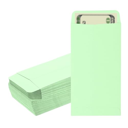 PATIKIL Money Envelope, 100 Pack 6.5" x 3.5" Cash Envelopes Money Holder Bags Budgeting Saving Challenge Letter for Gift Coins Checks Tickets Jewelry Passport Card, Light Green - color: Light Green, size: 6.5" x 3.5"