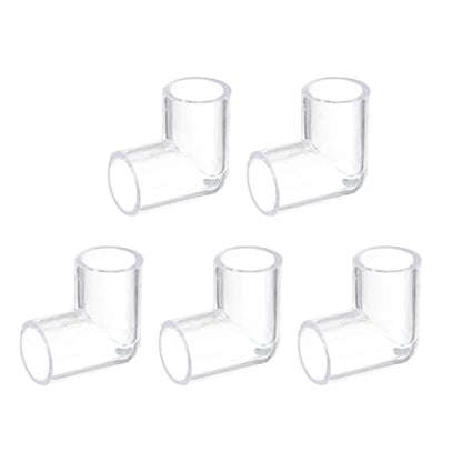 uxcell 5Pcs Clear Elbow Fitting, 16mm/0.63" 2 Way Acrylic Elbow 90 Degree L-Shaped Pipe Fitting Adapter for Connecting Water Pipes