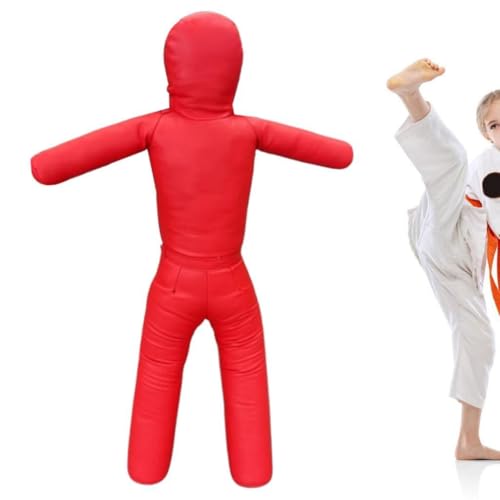 Grappling Dummy Professional Unfilled Jiu Grappling Dummy Multiuse Martial Arts Training Dummy PU Leather Wrestling Boxing Human Shape Suitable - color: Red