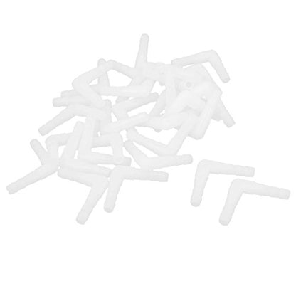 uxcell Plastic L Shape Aquarium Air Line Tubing Valve Connectors 30 Pcs White