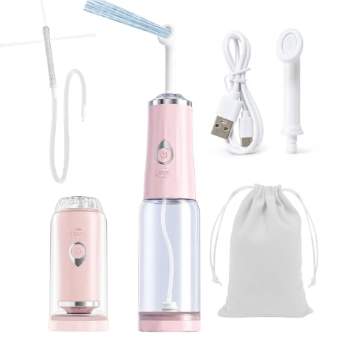 Electric Portable Bidet for Travel, Rechargeable Handheld Bidet Sprayer with USB-C, 4 Pressure Modes & 2 Specialized Nozzles for Front/Rear Wash, IPX7 Waterproof, Bottle Compatible, Detachable（Pink） - color: Pink