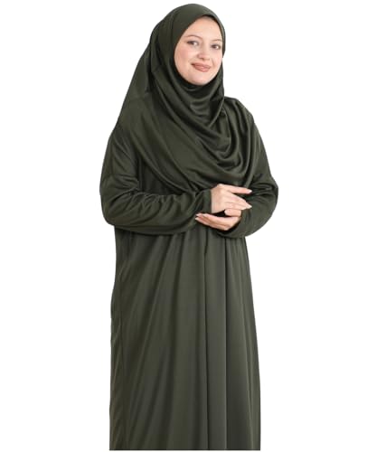 Prien Muslim Dress For Women With Hijab, Abaya, Instant Prayer Clothes Set, Islamic Wear, Dubai Kaftan Jilbab Burqa - color: Khaki, size: X-Small-XX-Large