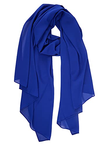 YOUR SMILE for Women Lightweight Breathable Solid Color Soft Chiffon Long Fashion Scarves Sun-proof Shawls Wrap - color: Royal Blue