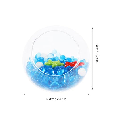 Fish Tank Ornament Aquarium Glass Shrimp Hideout Cave with Frosted Blue Glass Pebbles 50g and Red Decorations for Aquarium Landscaping and Shrimp Shelter
