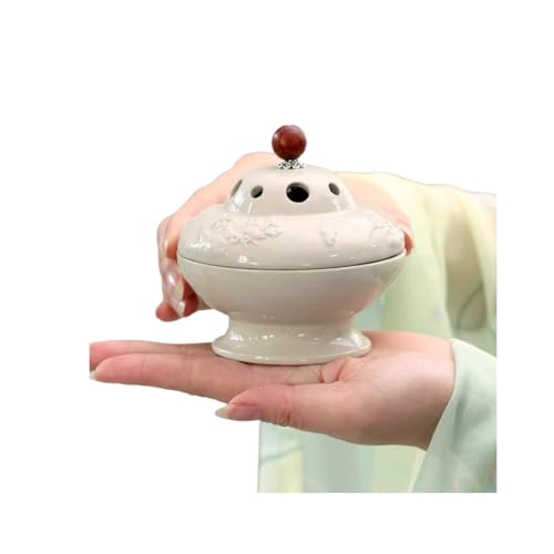 Ceramic Incense Burner | creamy white insence holder for Frankincense, Bakhoor, Charcoal, Stick, Powder, Cone, Coil, and Tower Incense