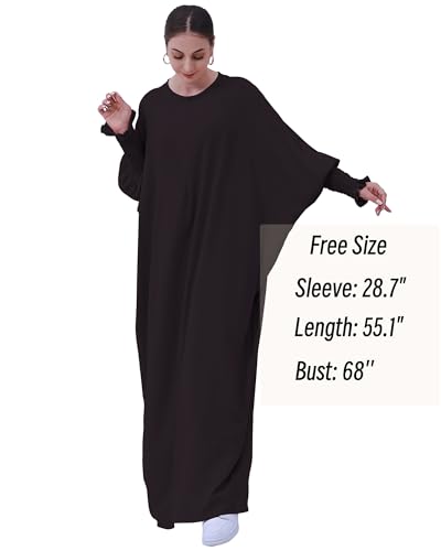 Muslim Prayer Abaya Islamic Women's Khimar Pure Color Hijab Dress Long Sleeve Dubai Kaftan - color: Brown