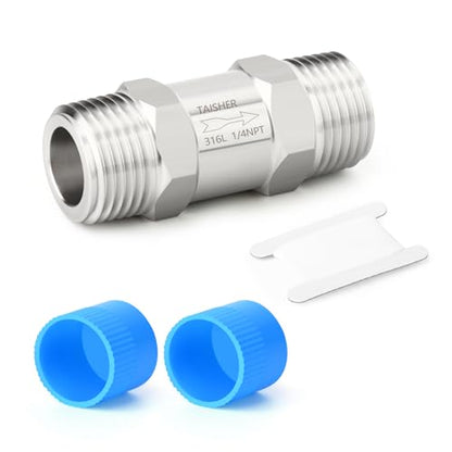 1PCS 316L Stainless Steel 1/4" NPT Male Check Valve,Backflow Prevention,One Way Non-Return Check Valves - size: 1/4" MNPT