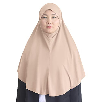 Women's Instant Hijab Muslim Headscarf Prayer Scarf Soft Breathable Stretchy Wrap - color: Light Brown