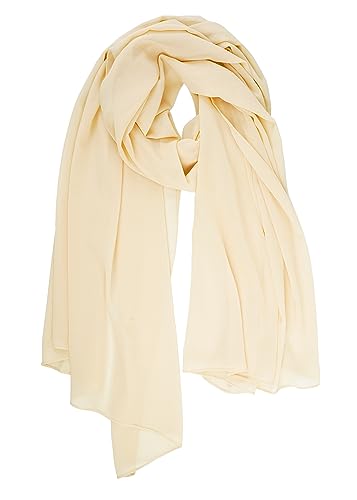 YOUR SMILE for Women Lightweight Breathable Solid Color Soft Chiffon Long Fashion Scarves Sun-proof Shawls Wrap - color: Beige