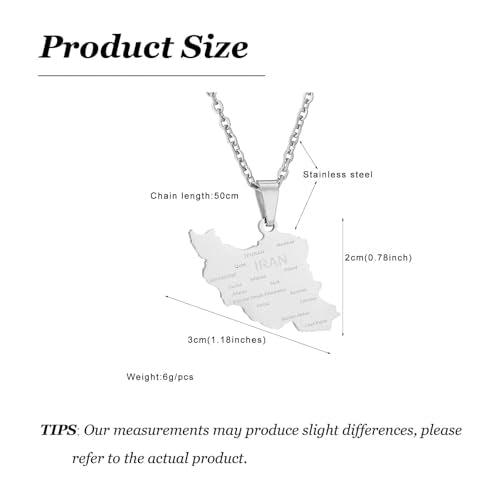Iran Necklace Iran Map Charm Necklaces Dainty Gold Necklaces for Women Silver Jewelry Gifts for Women - color: A2