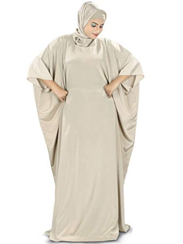 MyBatua Women's Kaftan, Free Size Abaya, Dubai Islamic Dress, Muslim Maxi KF-001 - color: Warm Grey