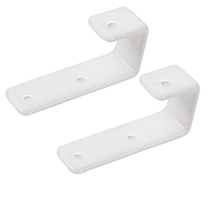 2 Pack Bunk Bed Ladder Hook Brackets, Inside 1" Nursery Kids Bunk Bed Ladder Hooks, White PVC Metal Loft/Camper/Rv Ladders J Hook Hardware with 2 Size Screws (2Pcak White) - color: White, size: 2 Pack