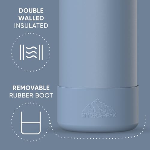 Hydrapeak 32oz Sport Insulated Water Bottle with Straw Lid, Leak & Spill Proof, Keeps Drinks Cold for 24 Hours, Hot for 12 Hours, Premium Stainless Steel Water Bottles (32oz, Modern Blue) - color: Modern Blue