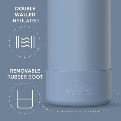 Hydrapeak 32oz Sport Insulated Water Bottle with Straw Lid, Leak & Spill Proof, Keeps Drinks Cold for 24 Hours, Hot for 12 Hours, Premium Stainless Steel Water Bottles (32oz, Modern Blue) - color: Modern Blue