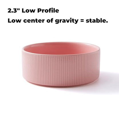 Guinea Pig Vegetable Bowl, 6 in Pink Ceramic Shallow Dish | Weighted Base, Approx. 20 fl oz Capacity, For Guinea Pigs, Chinchillas, Rabbits And Ferrets, Food Or Water