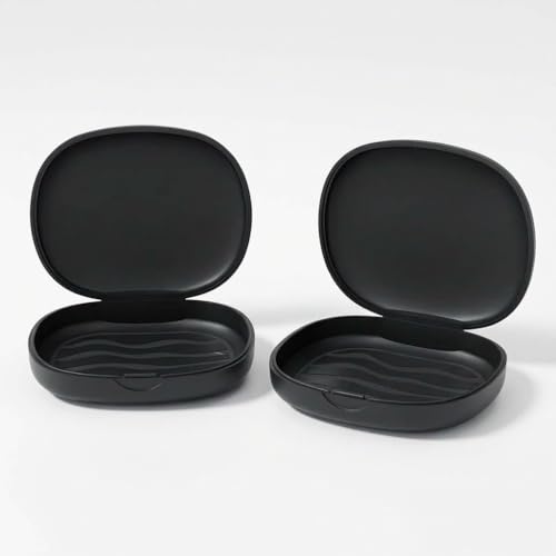 BVN 2PCS Retainer Case Denture Case - Slim Orthodontic Dental Case for Mouth Guard, Teeth Aligner & Night Guard - Black Storage Holder